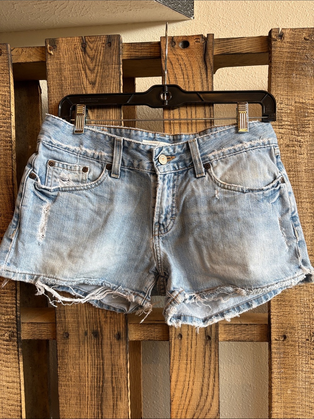 BKE Light Blue Distressed Denim Shorts
